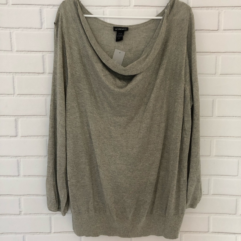 LANE BRYANT Gray Metallic Cold Shoulder Top NEW